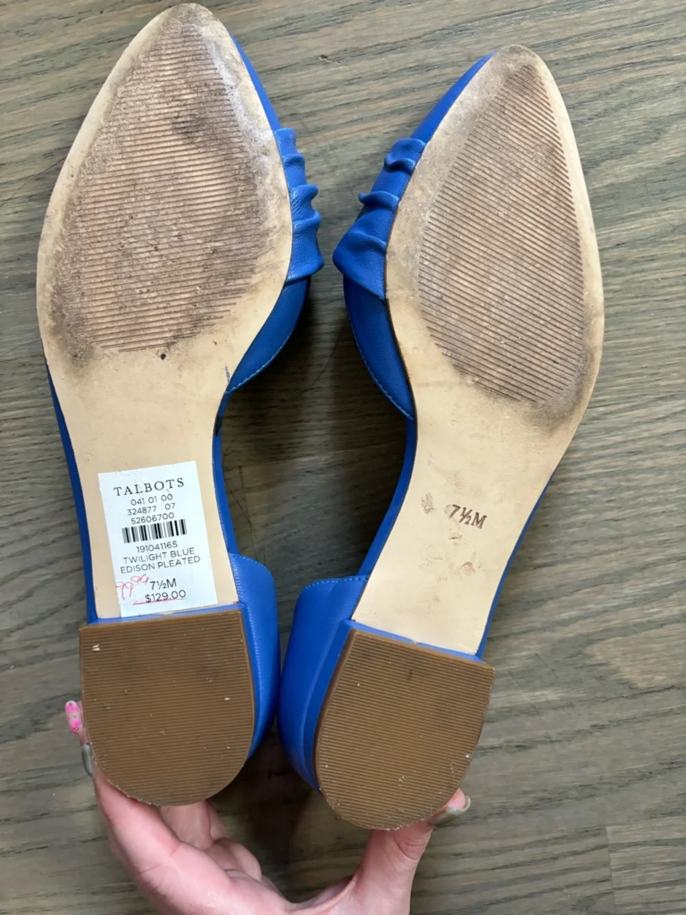 Talbots EDISON PLEATED DORSAY FLATS - NAPPA LEATHER Blue women’s size 7.5